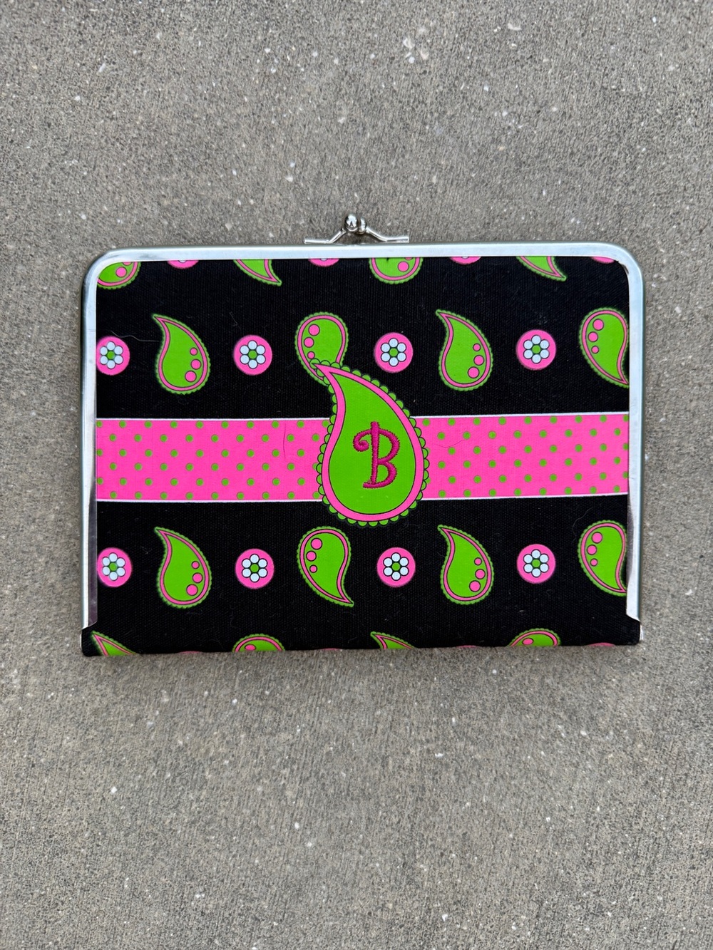 Y2K Aesthetic Preppy Monogram Paisley Photo Clutch Wallet